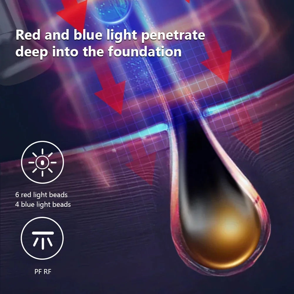 Electric RF Hair Growth Comb Oil Applicator Red Blue Vibration Head Massage Brush Micro-current Stimulates Scalp Anti-Hair Loss