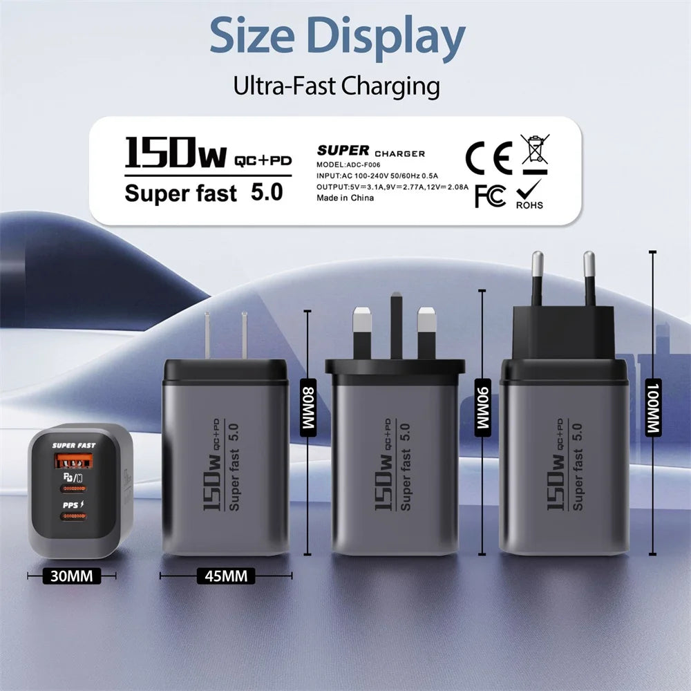 150W Super Fast Charger QC+PD