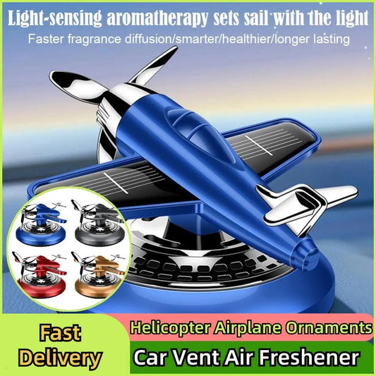 Car Vent Air Freshener Helicopter Airplane Ornaments Aromatherapy Car Air Fragrance Solar Powered Car Interior Ornament