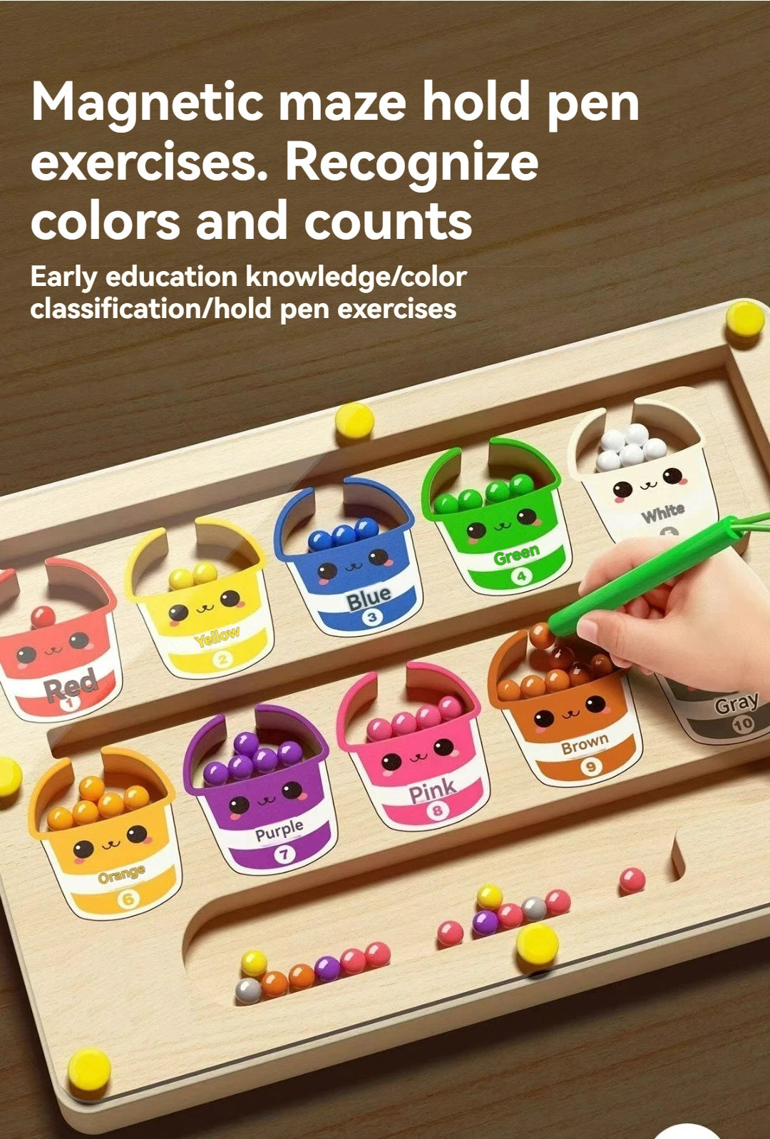 Children's Magnetic Maze Walking Ball Baby Concentration Training, Writing Logic Thinking 3-4 Year Old Early Education Puzzle To