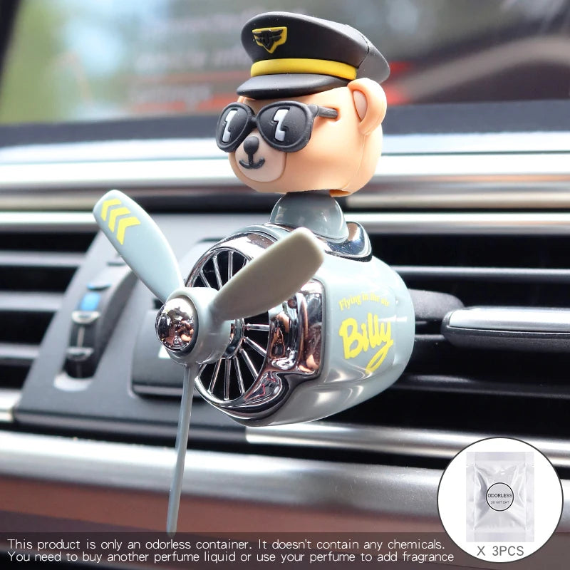 Odorless DIY perfume ornament airplane pilot bear car air freshener decoration accessories aroma vent clip fragrant diffuser men