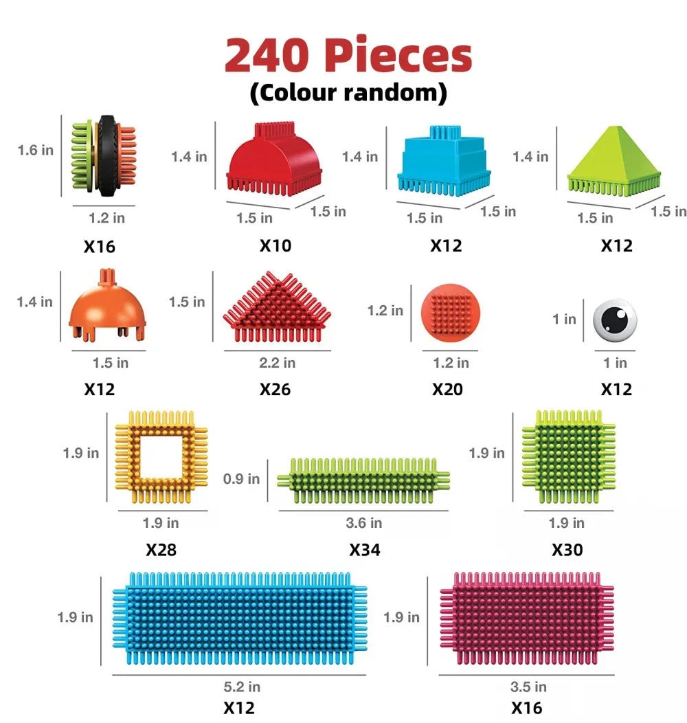 144PCS Building Block Children's Bristle Shape Brick Intellectual Modeling Interactive Parent-Child Assembly Diy Educational Toy