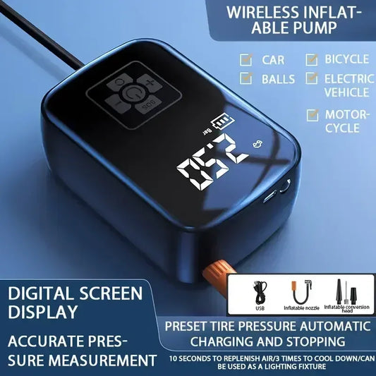 Mobile small and convenient digital cordless portable air pump, fast tire inflator, compressor, car tire inflator, bicycle, ball
