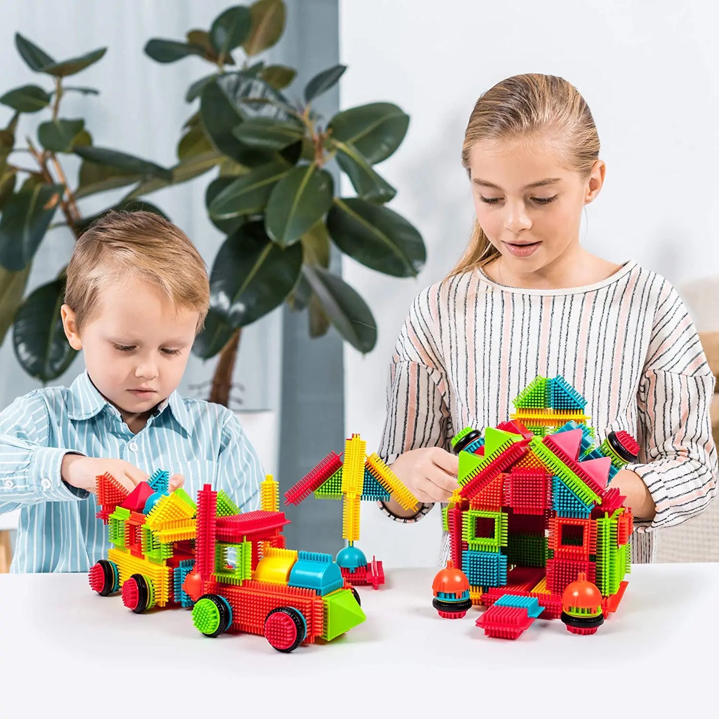 144PCS Building Block Children's Bristle Shape Brick Intellectual Modeling Interactive Parent-Child Assembly Diy Educational Toy