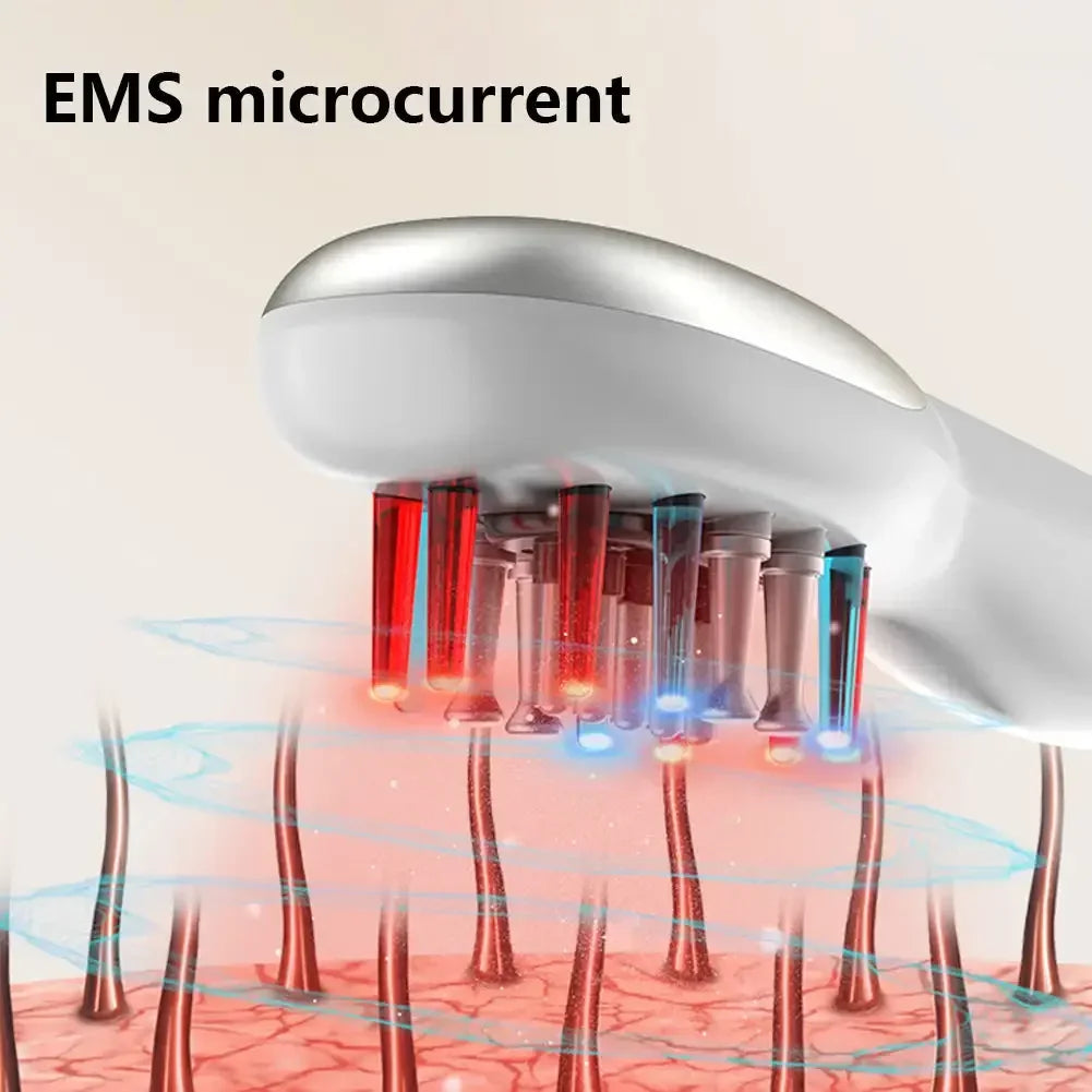 Electric RF Hair Growth Comb Oil Applicator Red Blue Vibration Head Massage Brush Micro-current Stimulates Scalp Anti-Hair Loss