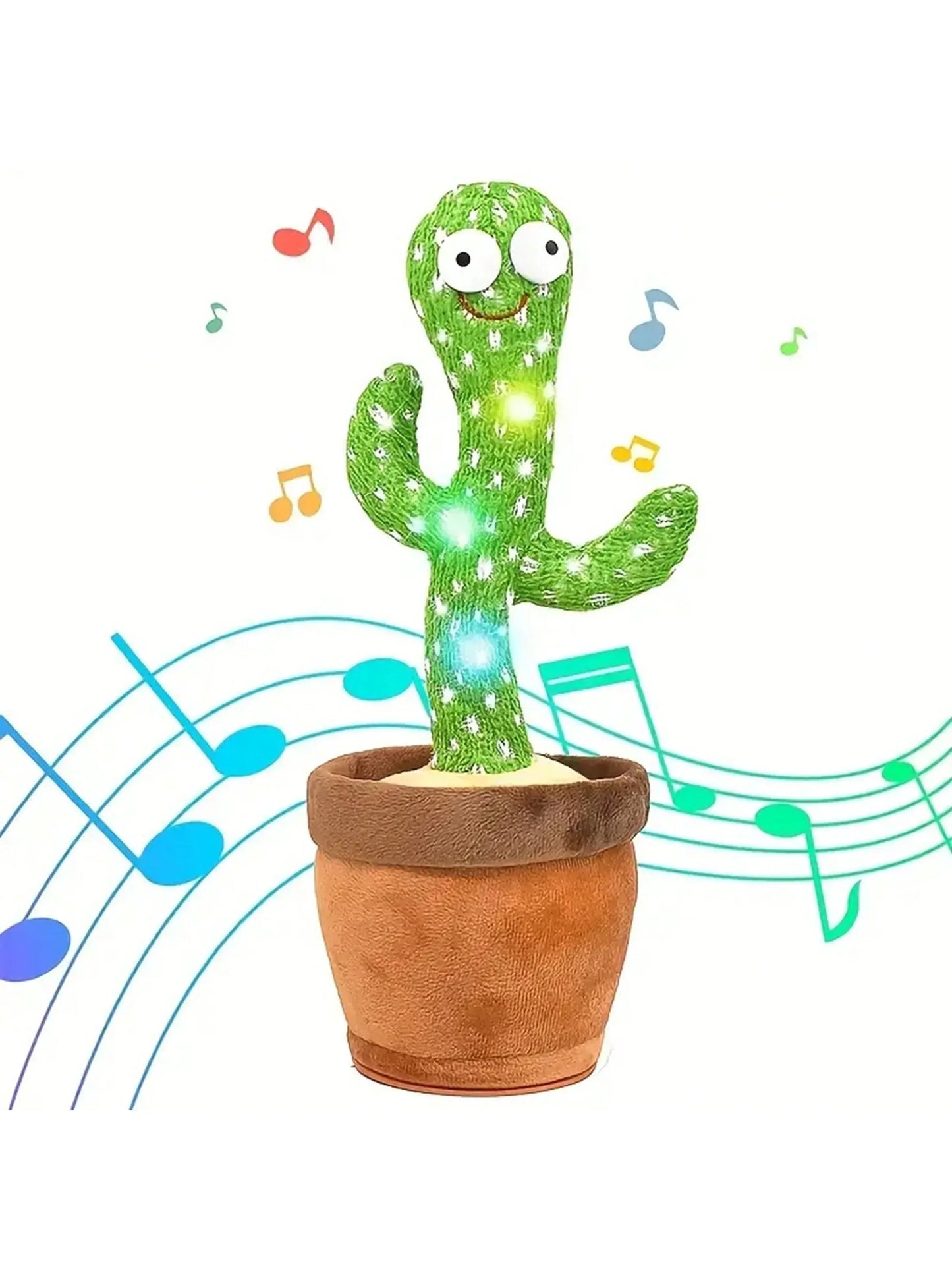 Magic Dancing Cactus Toy with Voice Repeat & LED Lights | Singing Talking Interactive Plush Toy for Kids