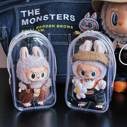 Labubu V1 V2 Storage Doll Bag PVC Transparent Protection Cover Keychain