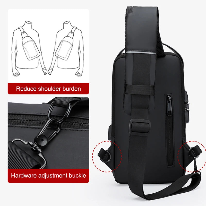 Men Crossbody Bag PU Leather Classic Anti-Theft Shoulder Bag Chest Bag Multifunctional For Men