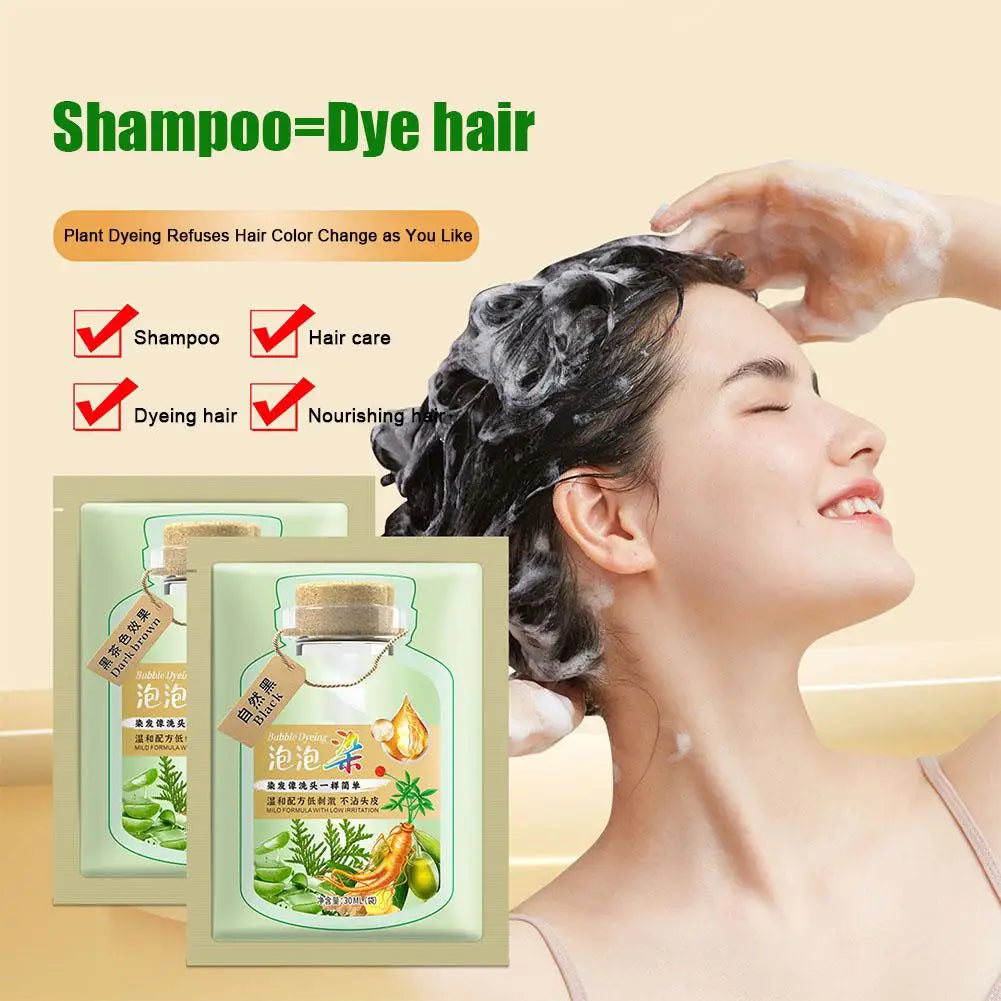 Natural Plant Herbal Hair Dye Shampoo 5 Minutes Change Hair Color Non-irritating Repairs Gray White Fashion Hair Care Women Men