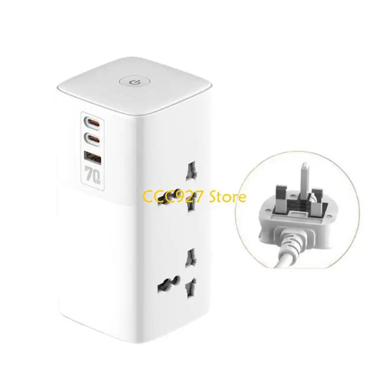 B03F 70W Surges Protectors Power Strips Tower Flat Plug 2 Outlets 3 USB Port for Home Office Dorm Room