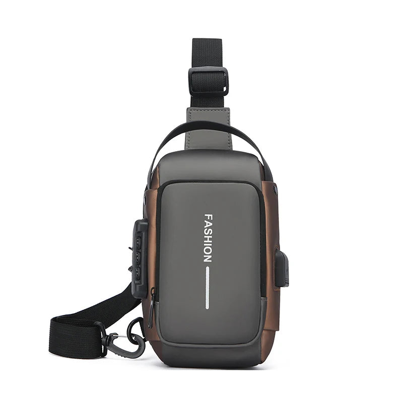 Men Crossbody Bag PU Leather Classic Anti-Theft Shoulder Bag Chest Bag Multifunctional For Men
