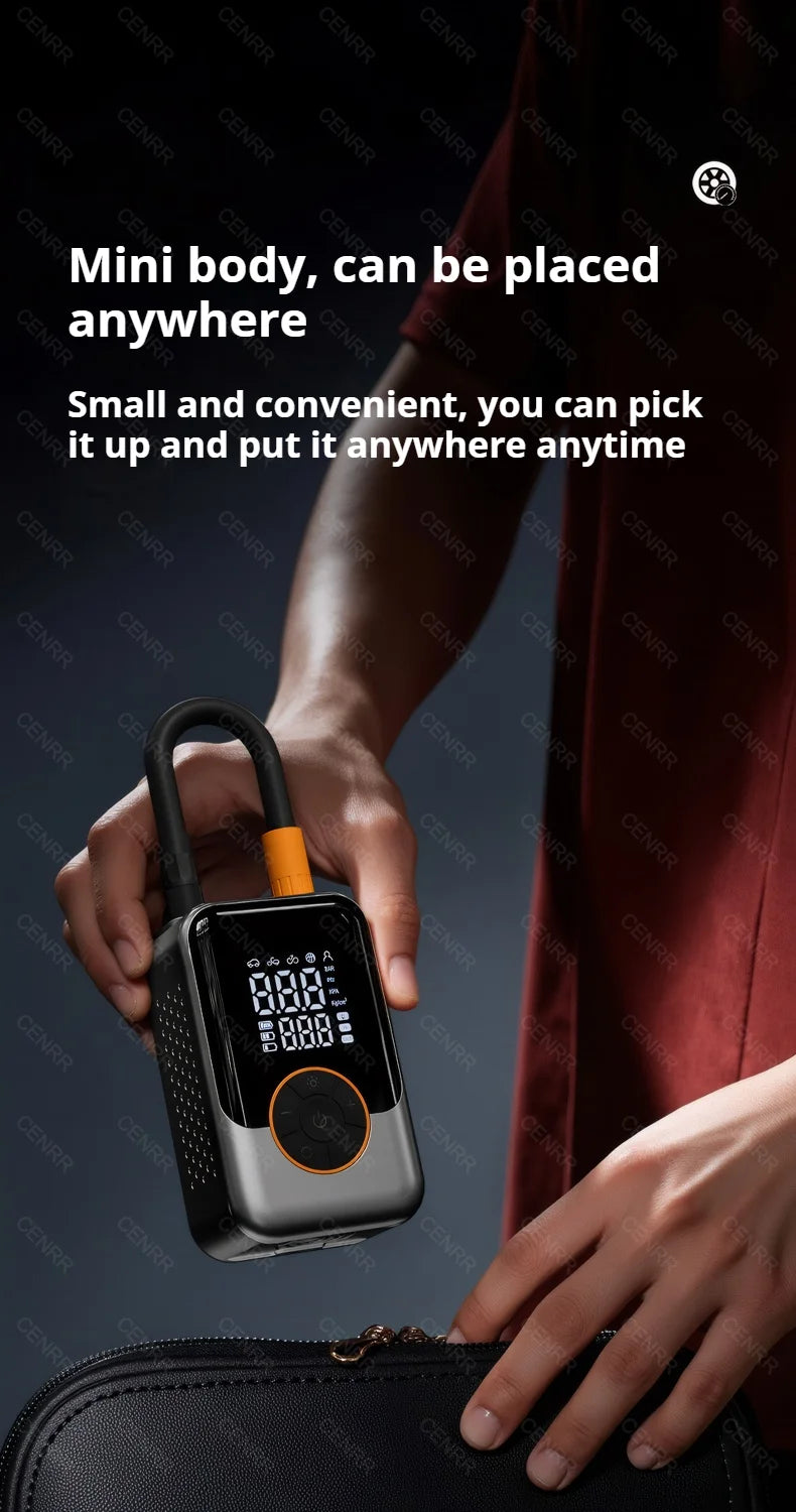 Electric Car Air Pump Portable Tire Inflator Wireless Air Injector LCD Display Air Compressor For Car Motorcycle Bike Tyre Ball