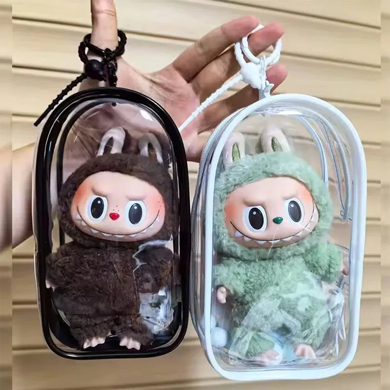 Labubu V1 V2 Storage Doll Bag PVC Transparent Protection Cover Keychain