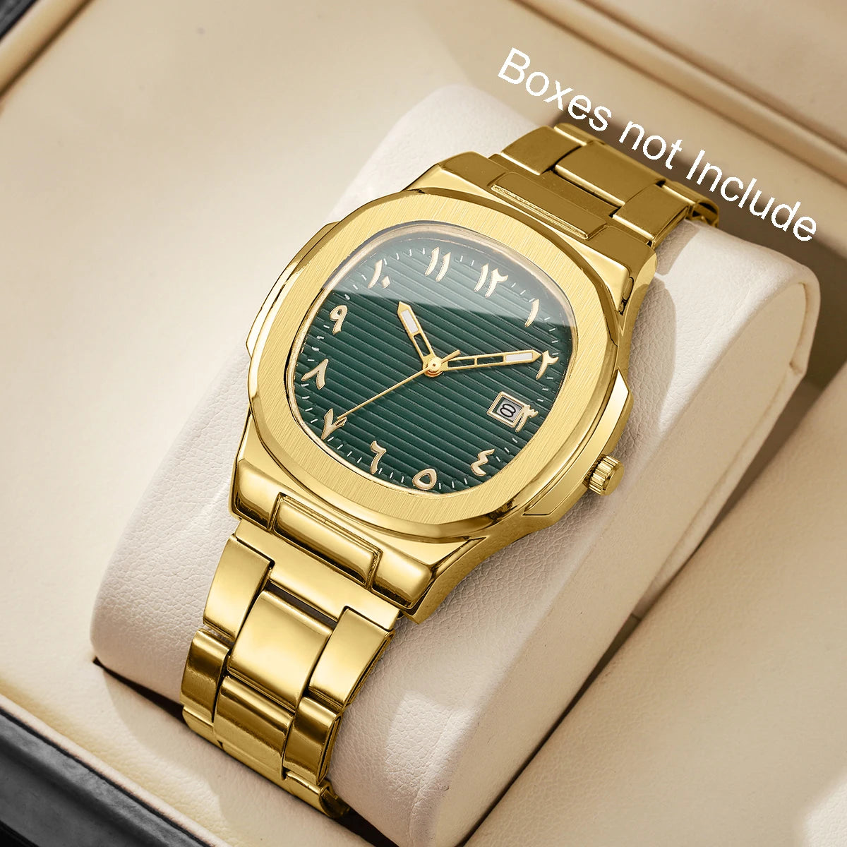 Luxury Men's Square Dial Quartz Watch | Stainless Steel Business Wristwatch with Calendar for Men