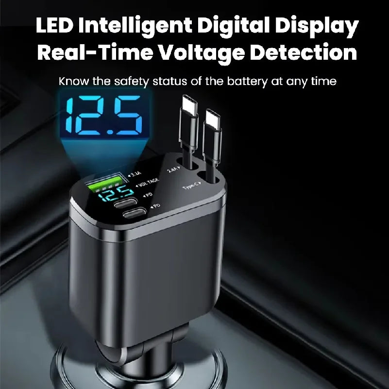 Fast Charging Car Charger Adapter 120W | Dual Type-C & USB Car Charger