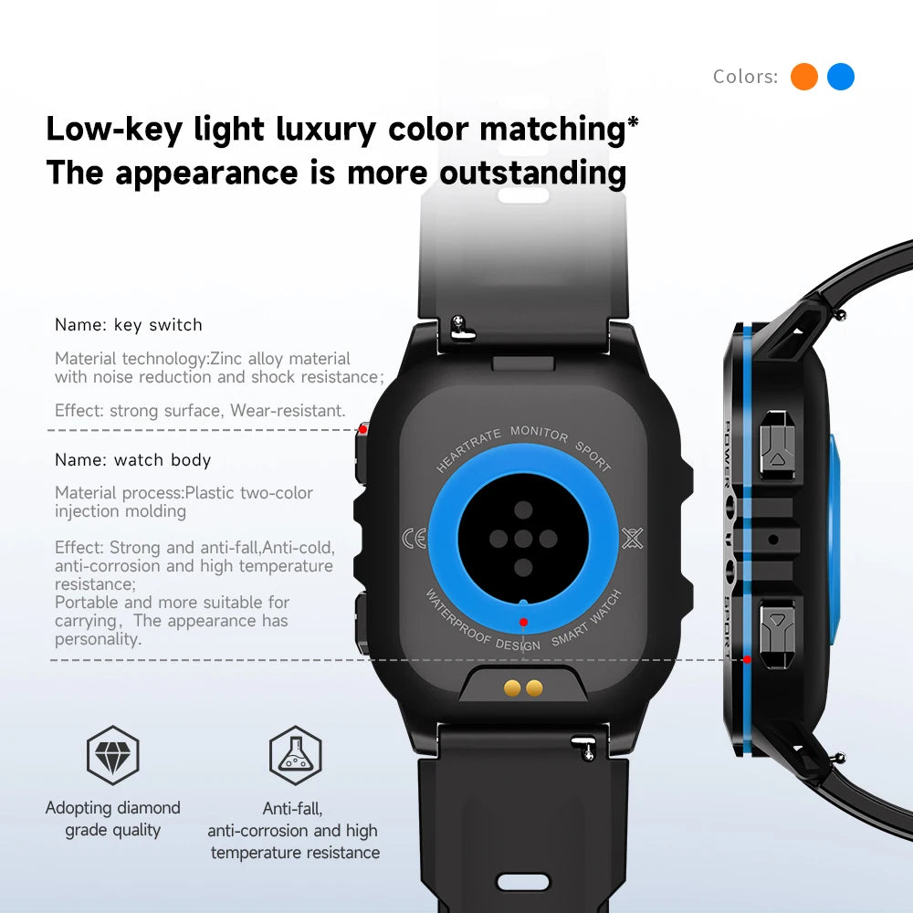MISIRUN New C26 Smart Watch 100+ Sports Modes Bluetooth Call Smartwatch 1.96" AMOLED 1ATM Waterproof Outdoor Military Wristwatch