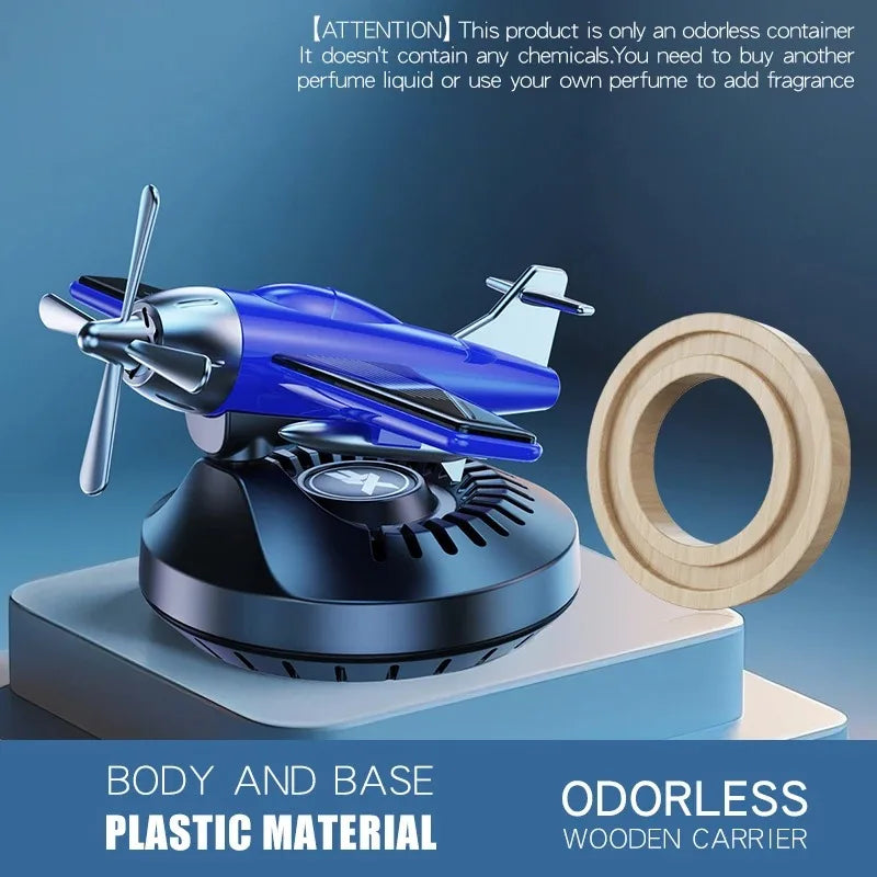 Car Solar Airplane Ornaments 360 Rotary Creative Car Center Console Powered Aircraft Ornaments Car Interior Decor Accessories