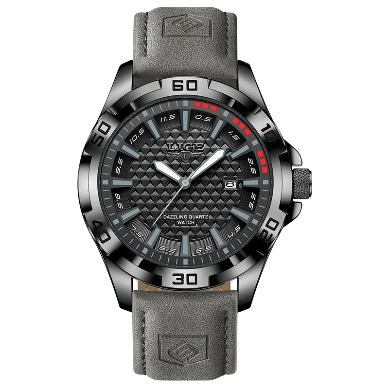 LIGE Men's Quartz Watch 2026 | Luxury Waterproof Business Sports Watch with Calendar for Men