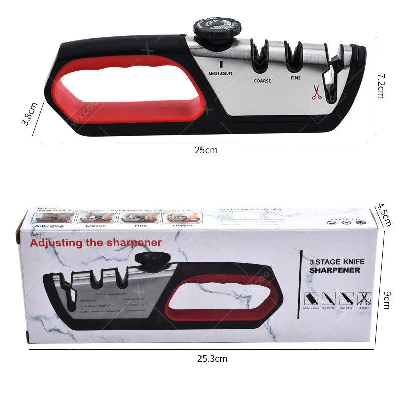 Professional 3-Stage Knife Sharpener | Multifunctional Knife & Scissor Sharpening Tool for Kitchen
