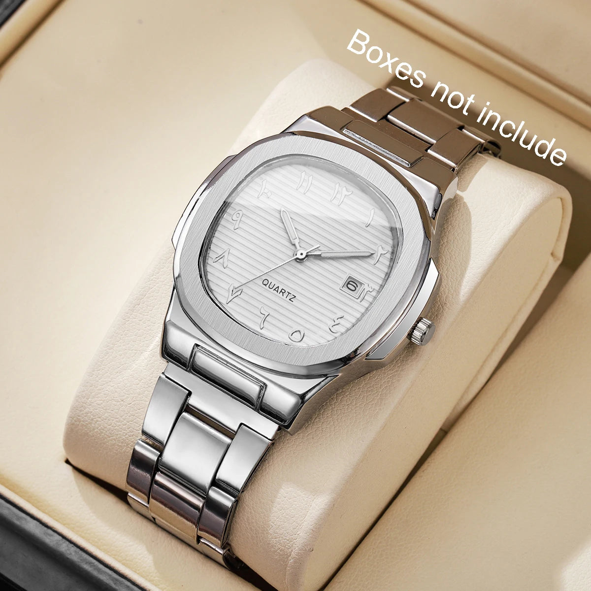 Luxury Men's Square Dial Quartz Watch | Stainless Steel Business Wristwatch with Calendar for Men