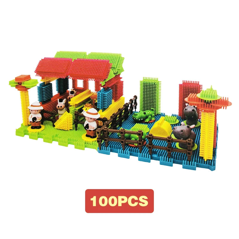 144PCS Building Block Children's Bristle Shape Brick Intellectual Modeling Interactive Parent-Child Assembly Diy Educational Toy
