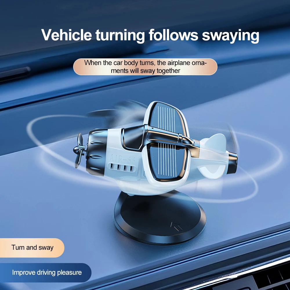 Car Solar Airplane Ornaments 360 Rotary Creative Car Center Console Powered Aircraft Ornaments Car Interior Decor Accessories