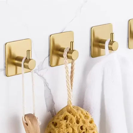 2/4pcs Self-Adhesive Towel Hooks Stainless Steel Stick-On Wall Hooks For Home Coat Robe Bathroom Organization Accessories