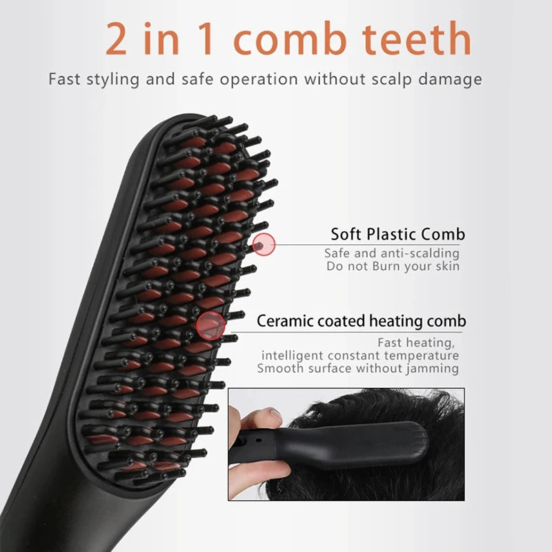 Beard Straightener for Men,Premium Heated Beard Brush w/Anti-Scald Feature,Beard Straightening Comb,Unique Fathers Day Birthday Valentines Gifts for Men Him Dad Boyfriend Christmas Stocking Stuffers