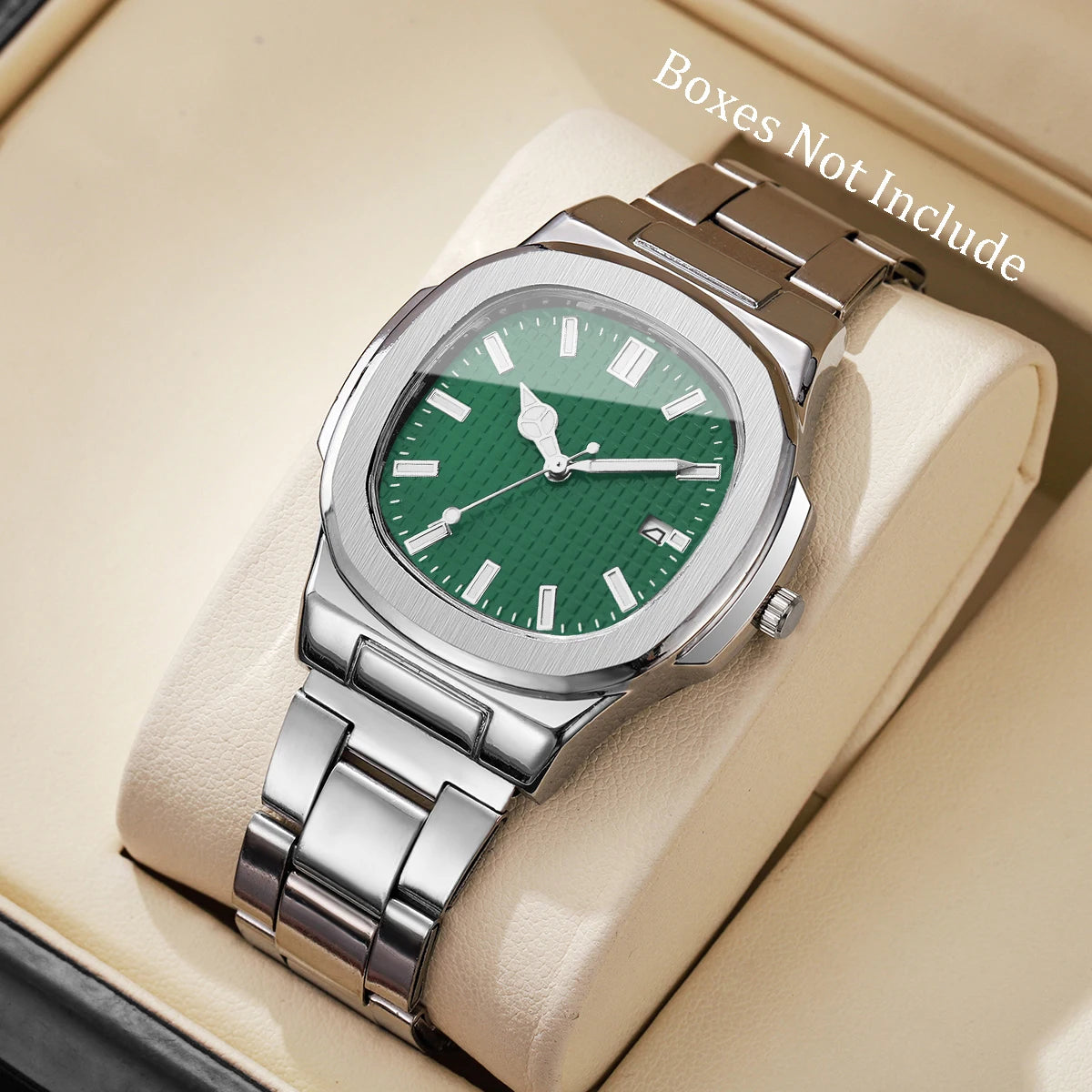 Luxury Men's Square Dial Quartz Watch | Stainless Steel Business Wristwatch with Calendar for Men