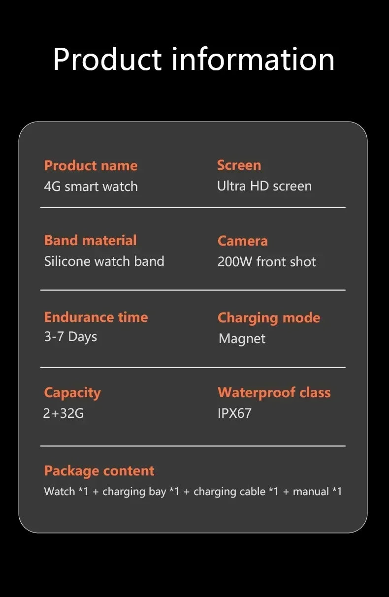 Men's smartwatchB22 4G Full Netcom 800W camera 900mAh battery support SIM card video call Health monitor Waterproof smartwatch