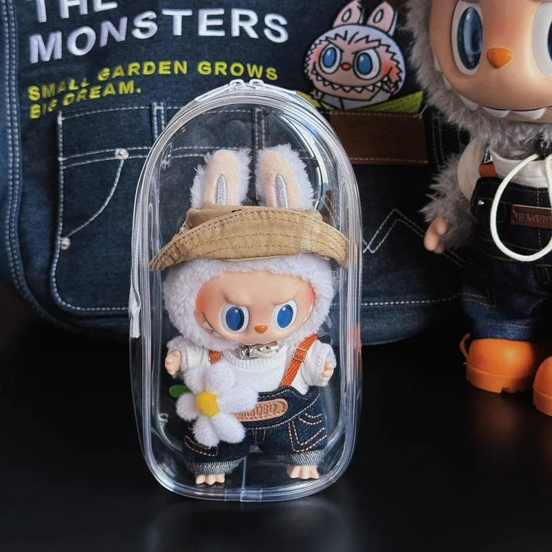 Labubu V1 V2 Storage Doll Bag PVC Transparent Protection Cover Keychain