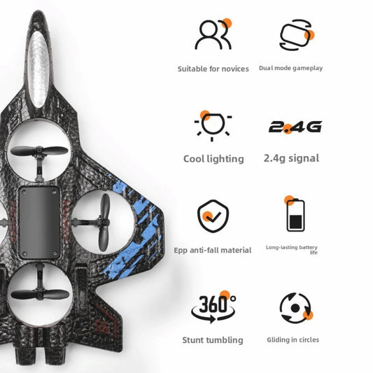 2.4G RC Fighter Plane for Kids | Durable EVA Foam Electric Airplane with 360° Rolling Stunt Glider for Boys