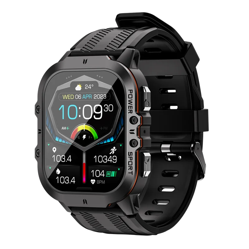 MISIRUN New C26 Smart Watch 100+ Sports Modes Bluetooth Call Smartwatch 1.96" AMOLED 1ATM Waterproof Outdoor Military Wristwatch