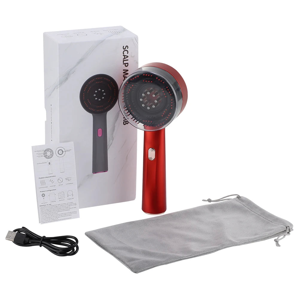 Electric Scalp Massage Comb with Red Light Therapy | Hair Growth Anti Hair Loss Massager & Oil Applicator