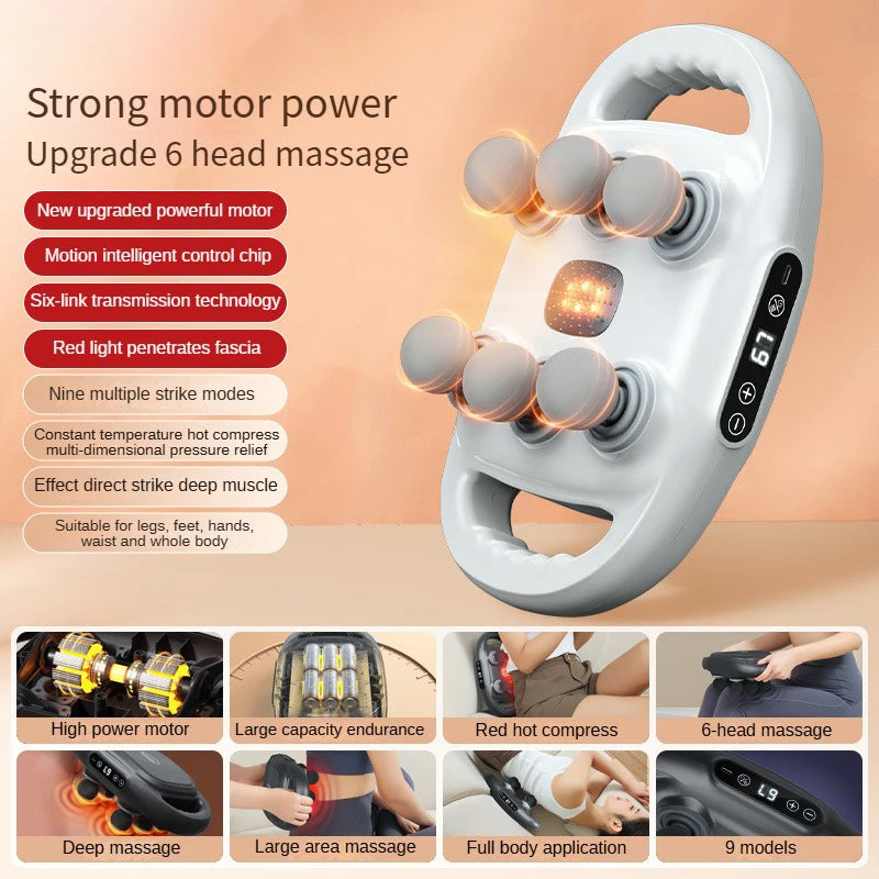Fascia Gun Six-head Deep High Frequency Vibration 2025 New Wireless Waist Back Massager Body Relaxation Shoulder Calf Massager
