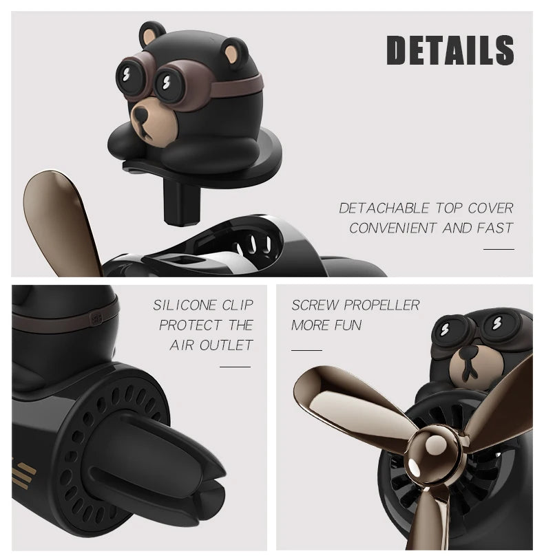 Odorless DIY perfume ornament airplane pilot bear car air freshener decoration accessories aroma vent clip fragrant diffuser men