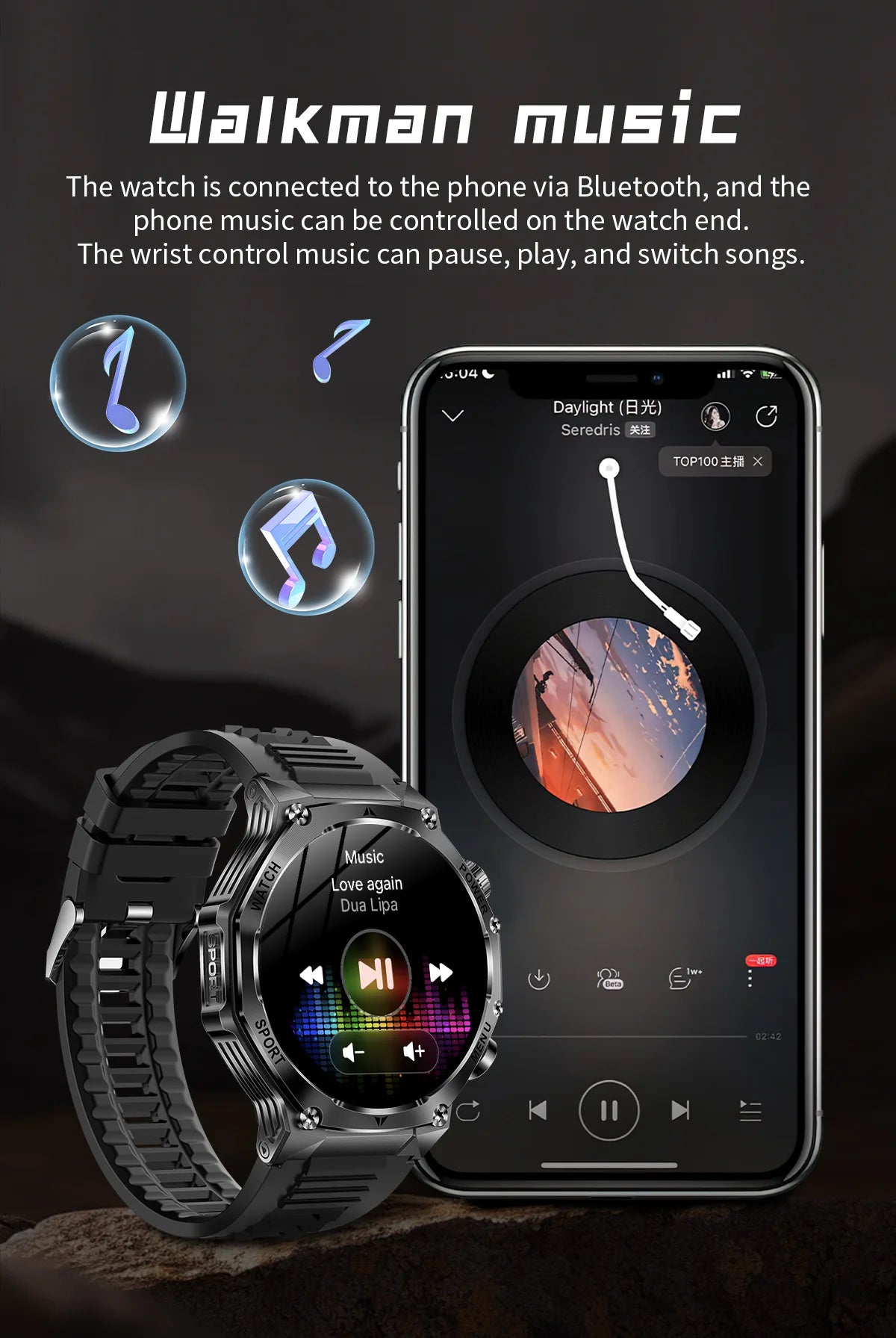 AK82 smart watch bluetooth call bluetooth call sports high definition waterproof heart rate flashlight multi-function