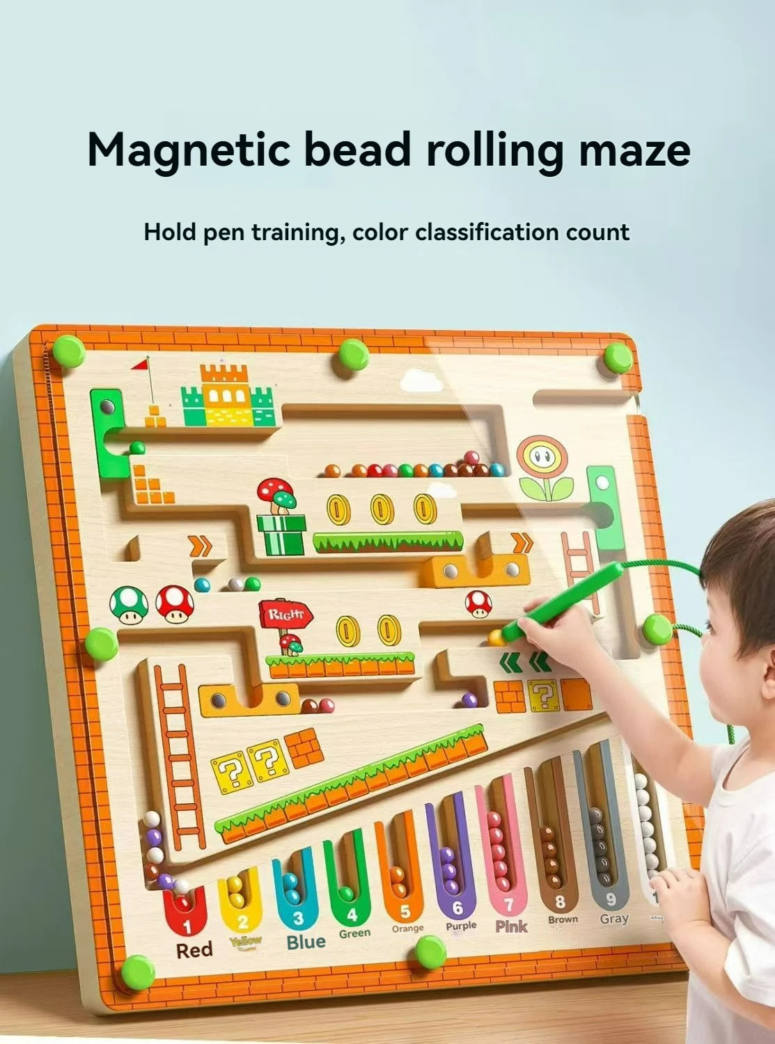 Children's Magnetic Maze Walking Ball Baby Concentration Training, Writing Logic Thinking 3-4 Year Old Early Education Puzzle To