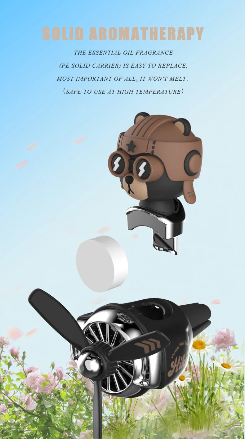 Head shaking rotating plane cool bear pilot car air fresheners accessories decoration funny aroma diffuser perfume fragrance men