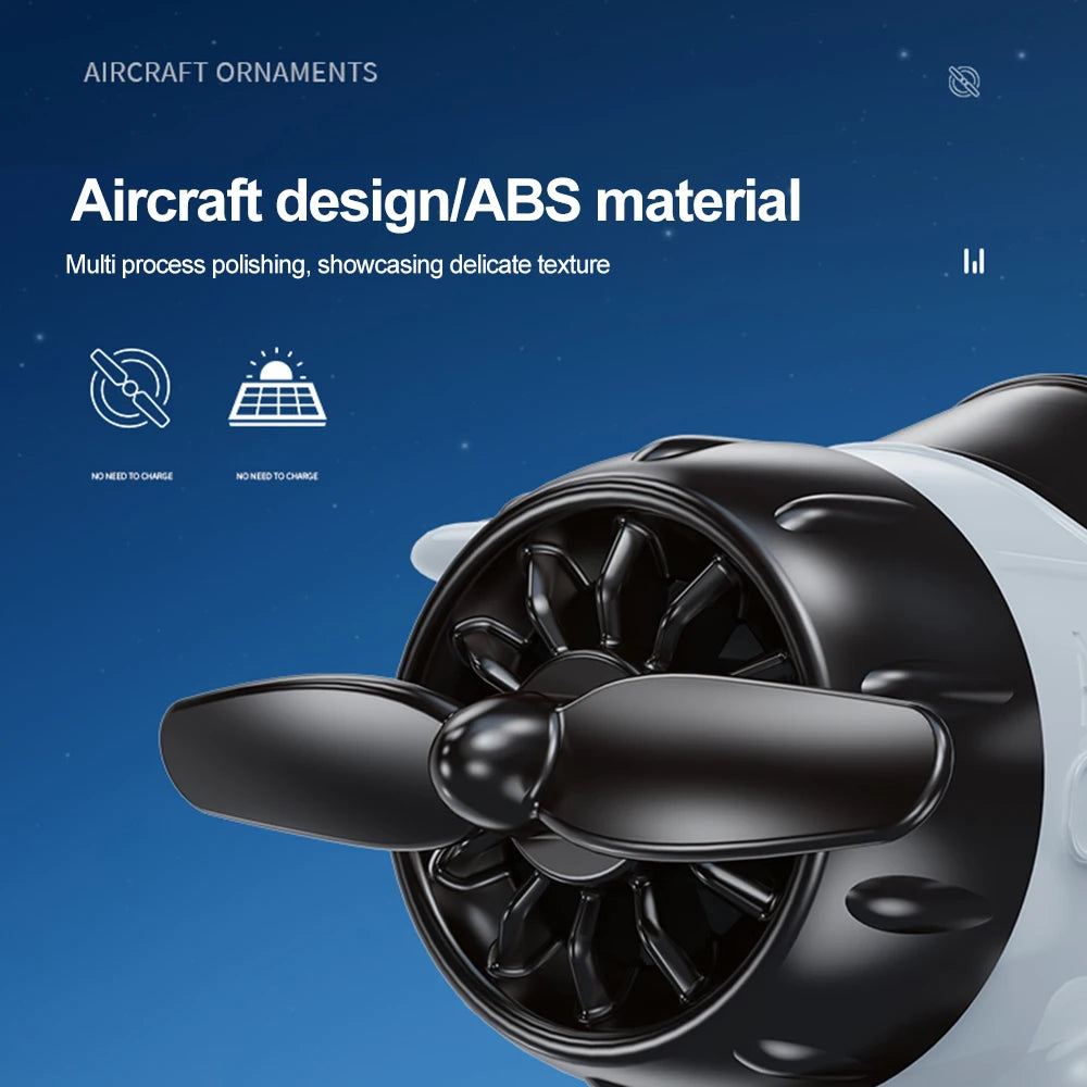 Car Solar Airplane Ornaments 360 Rotary Creative Car Center Console Powered Aircraft Ornaments Car Interior Decor Accessories
