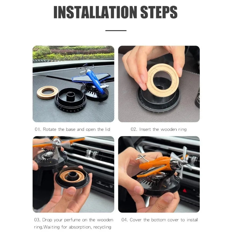 Car Solar Airplane Ornaments 360 Rotary Creative Car Center Console Powered Aircraft Ornaments Car Interior Decor Accessories