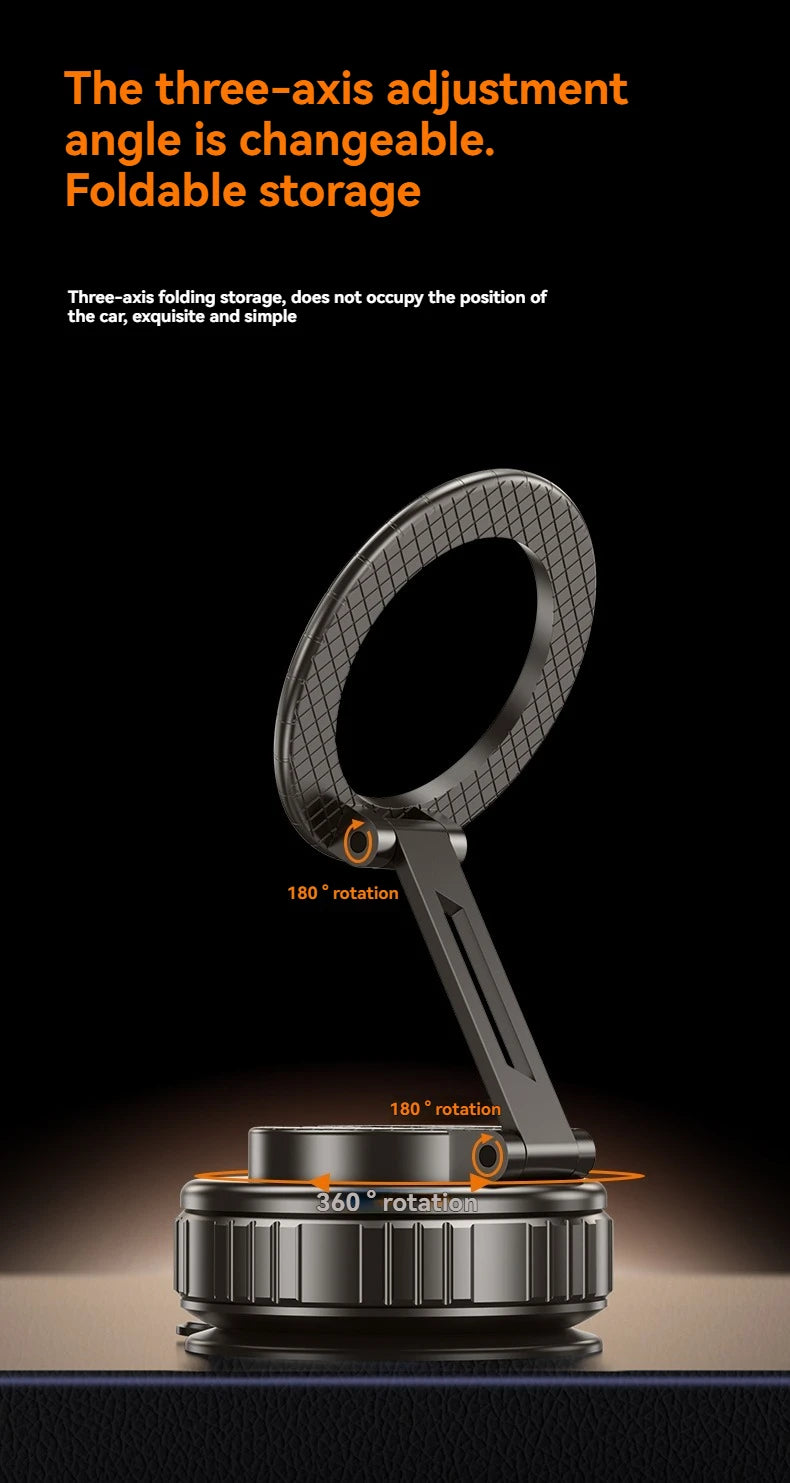 Car Mount Electric Vacuum Magnetic Holder Foldable Strong Suction Stand For Cell Phone For iphone 12 13 14 15 16 Live Streaming