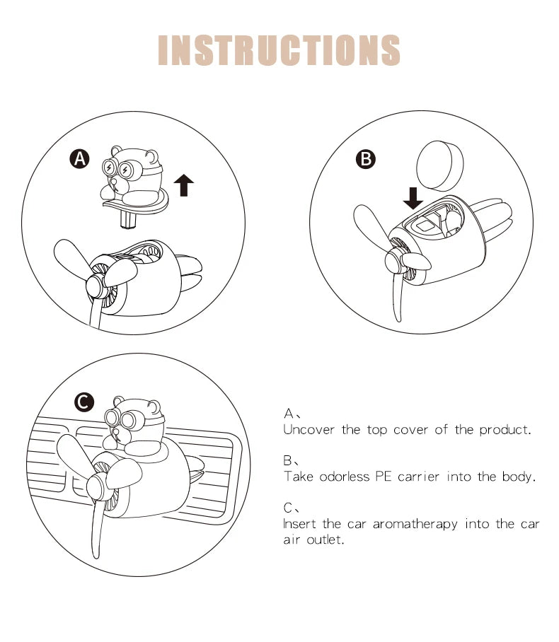 Odorless DIY perfume ornament airplane pilot bear car air freshener decoration accessories aroma vent clip fragrant diffuser men