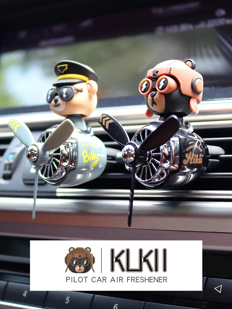Head shaking rotating plane cool bear pilot car air fresheners accessories decoration funny aroma diffuser perfume fragrance men