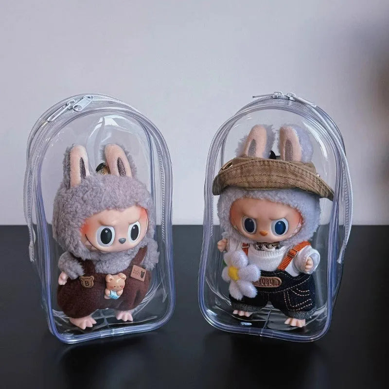 Labubu V1 V2 Storage Doll Bag PVC Transparent Protection Cover Keychain
