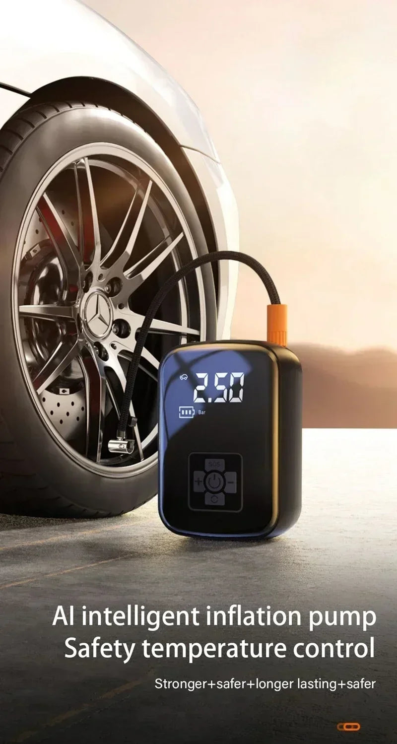 Mobile small and convenient digital cordless portable air pump, fast tire inflator, compressor, car tire inflator, bicycle, ball