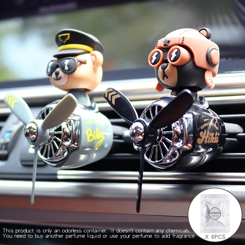 Odorless DIY perfume ornament airplane pilot bear car air freshener decoration accessories aroma vent clip fragrant diffuser men