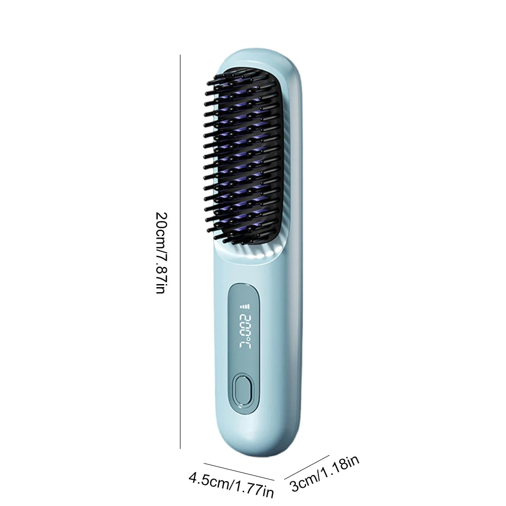 Cordless Hair Straightening Brush Straightener Rechargeable Hot Brush