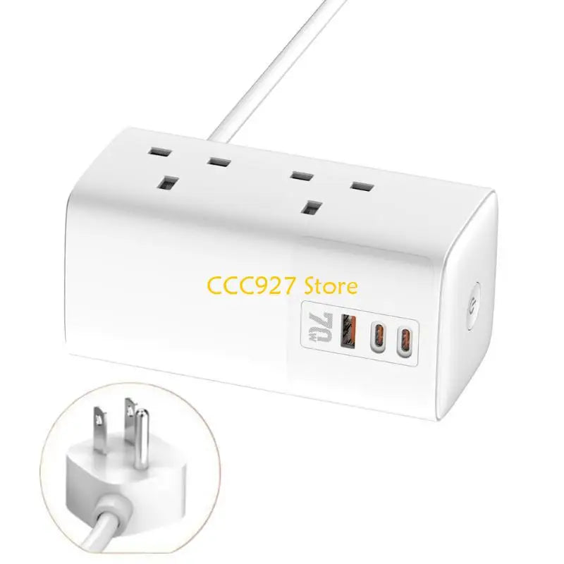 B03F 70W Surges Protectors Power Strips Tower Flat Plug 2 Outlets 3 USB Port for Home Office Dorm Room