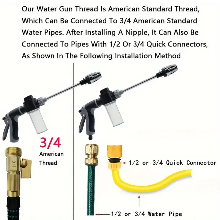 High Pressure Car Wash Water Gun Garden Water Pipe Nozzle, Multifunctional Watering Tool, Powerful Cleaning For Cars and Gardens